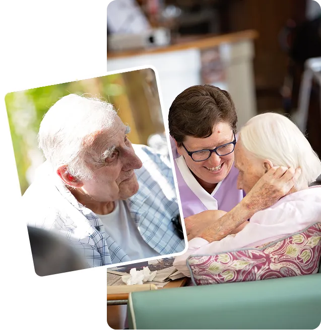 Nursing staff assisting resident in care setting