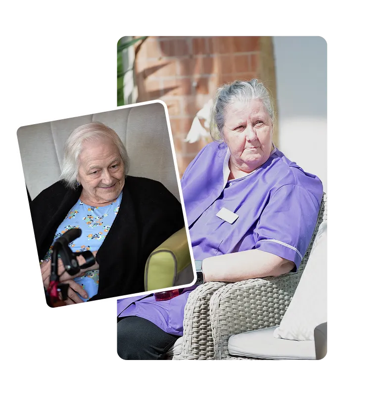 Caregiver and senior in dementia care setting